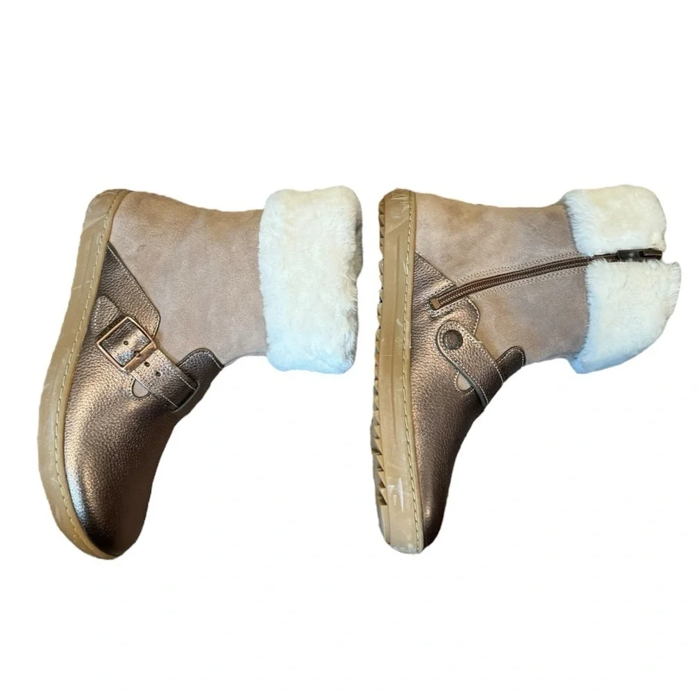 Birkenstock Stirling Shearling Lined‎ Leather Boots Bronze Tan 36 5–5.5